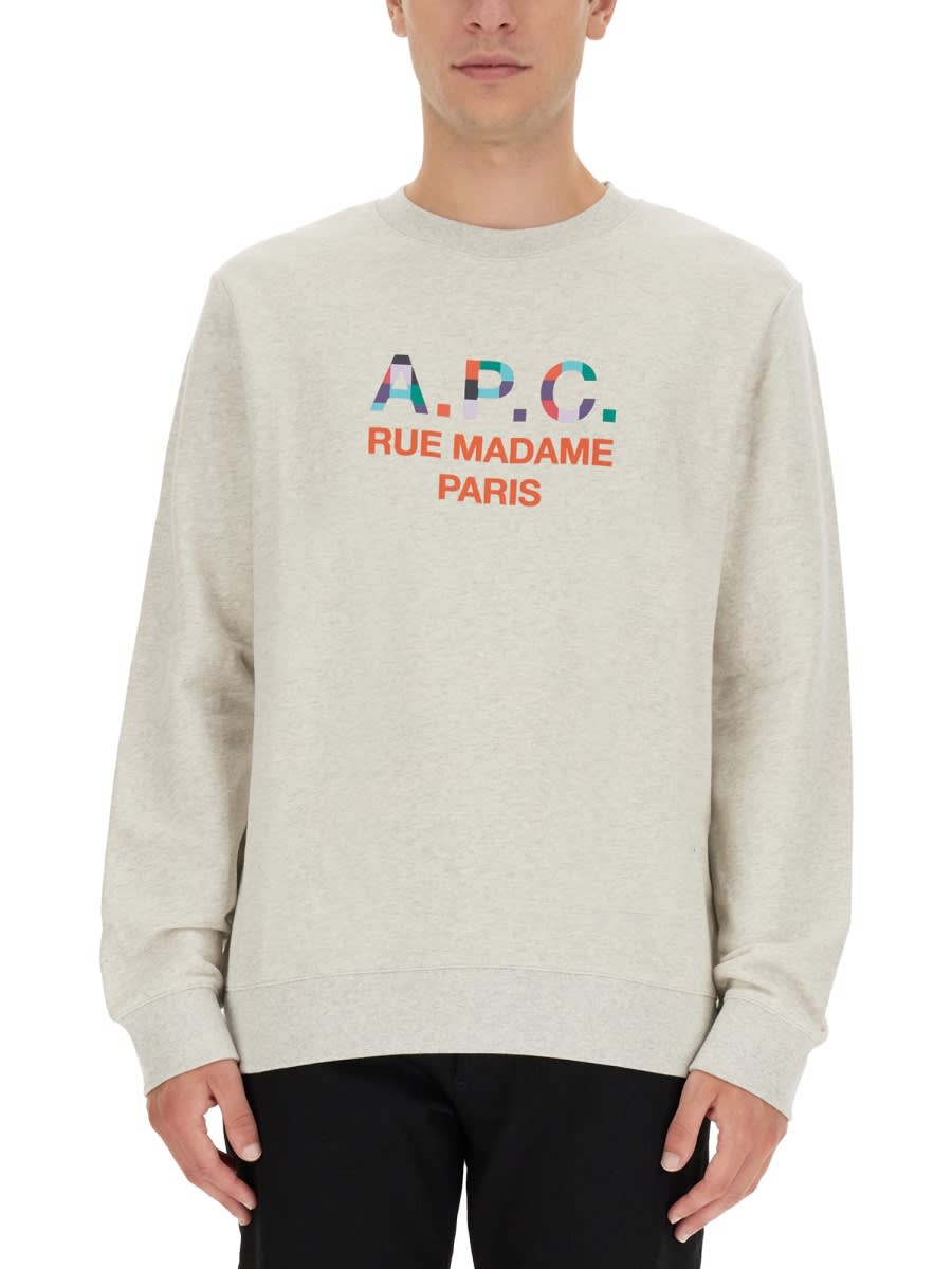 Shop Apc Sweatshirt Achilles In Powder