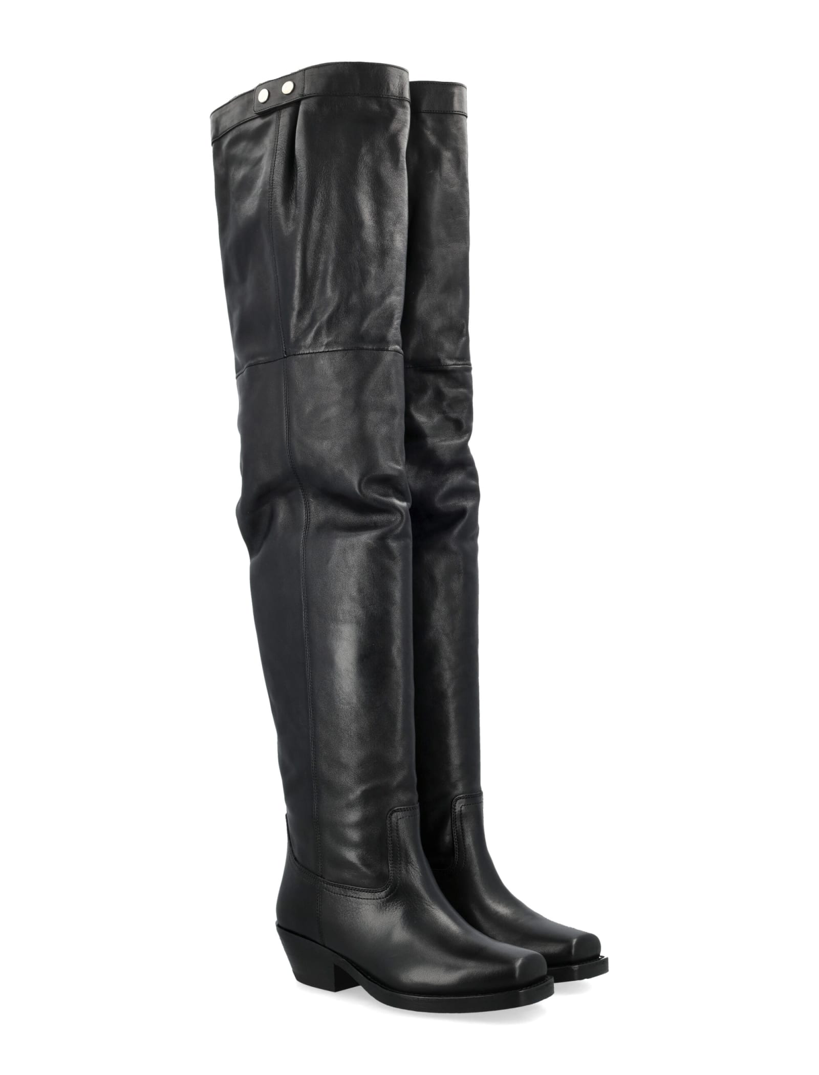Isabel Marant 40mm Amati-gb Leather Knee High Boots In Black