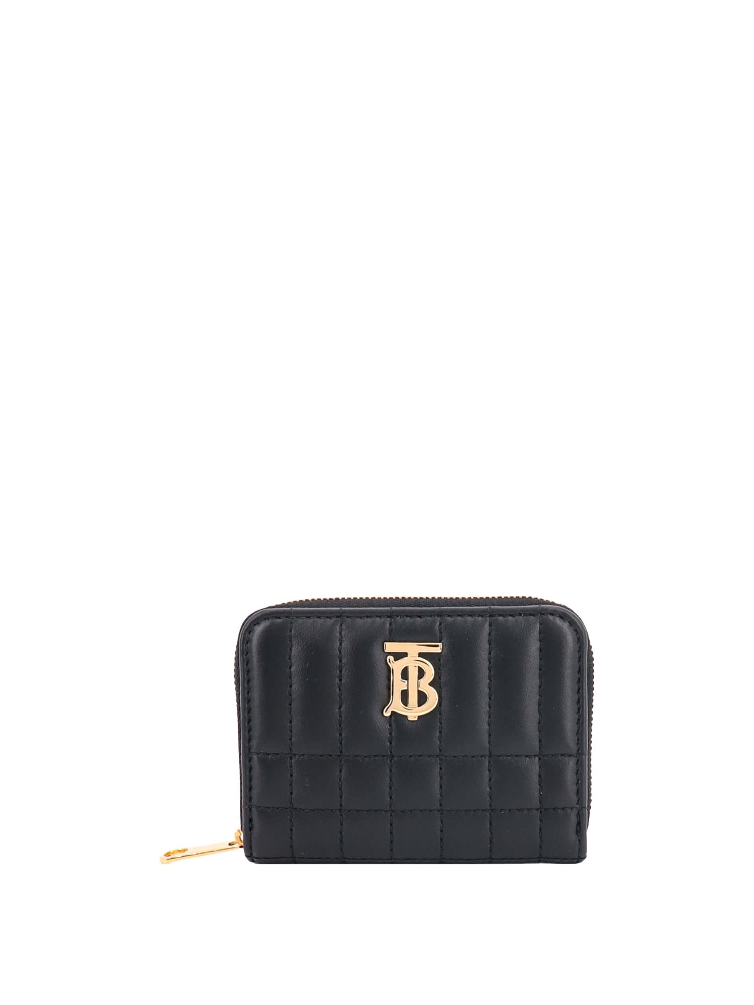 Shop Burberry Card Holder In Black/light Gold