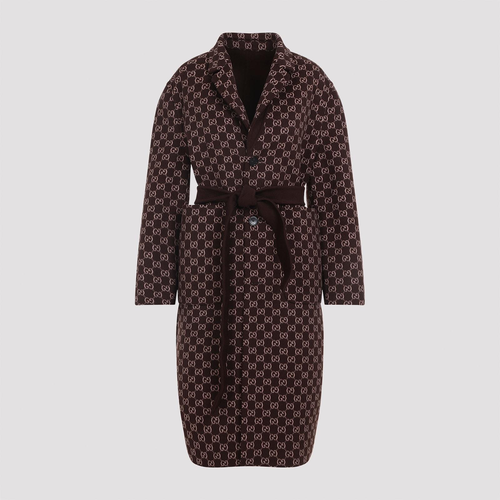 Gucci Silk And Wool Reversible Coat In Brown