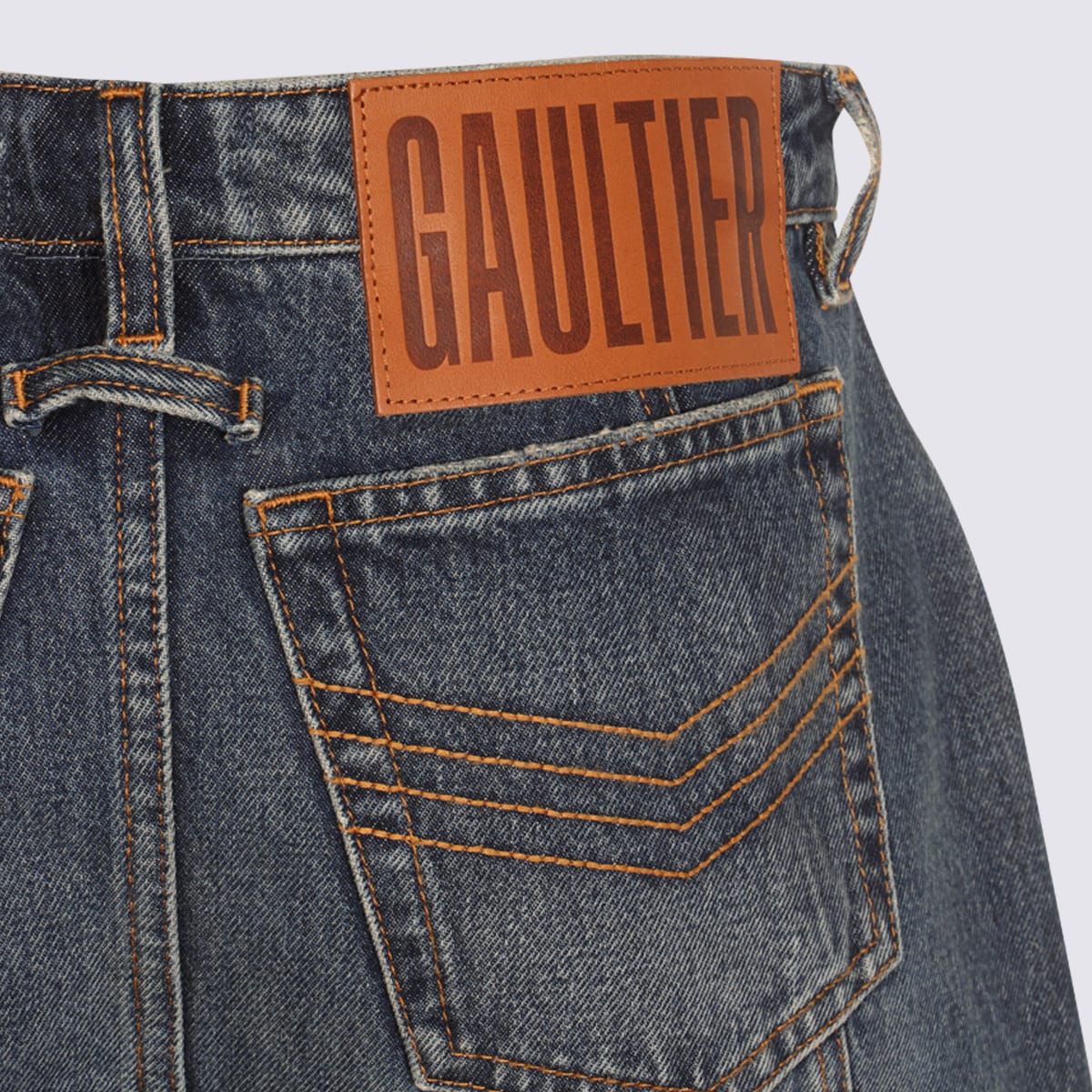 Jean Paul Gaultier Waistband Jacket With Pockets And Collar In Blue