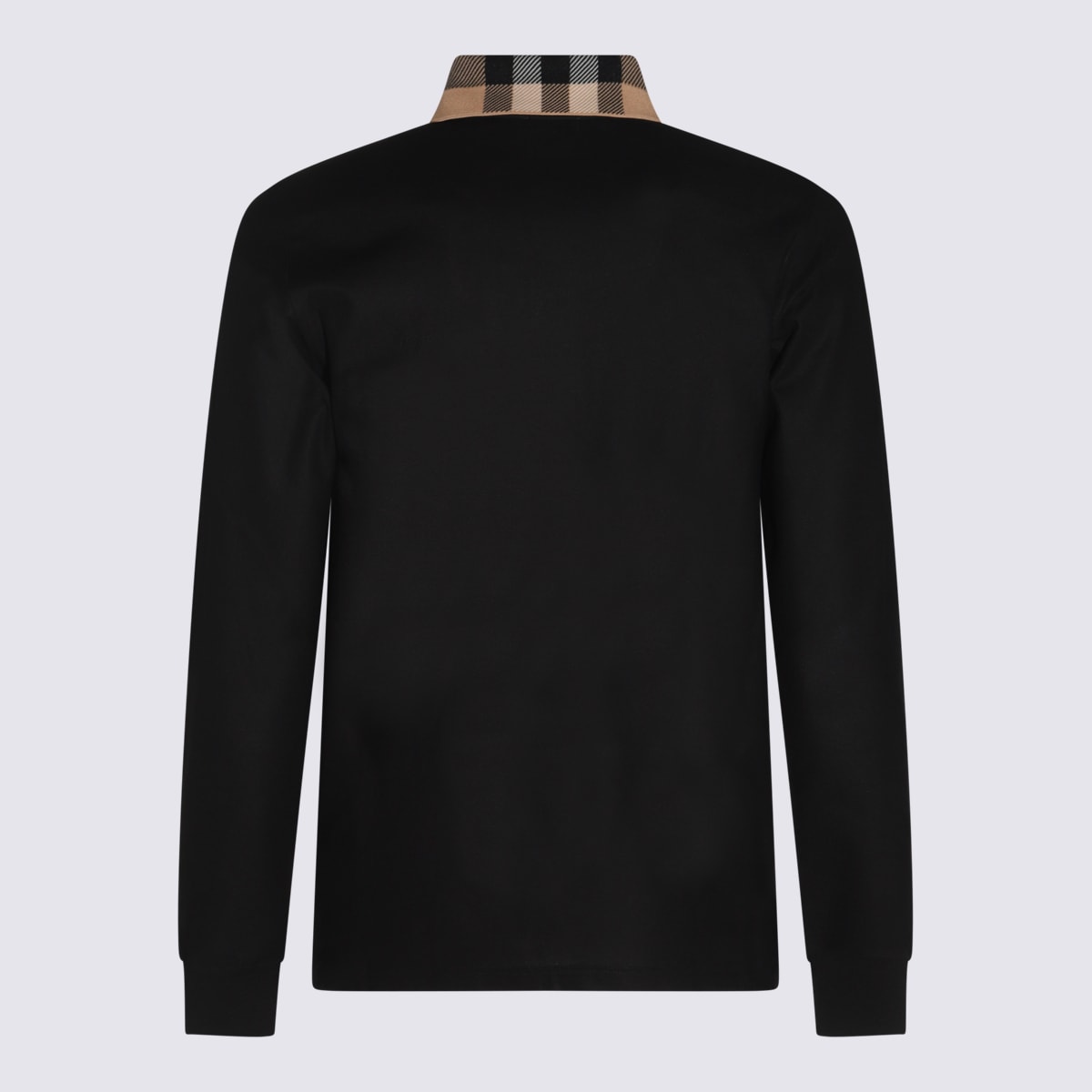 Shop Burberry Black Cotton Polo Shirt