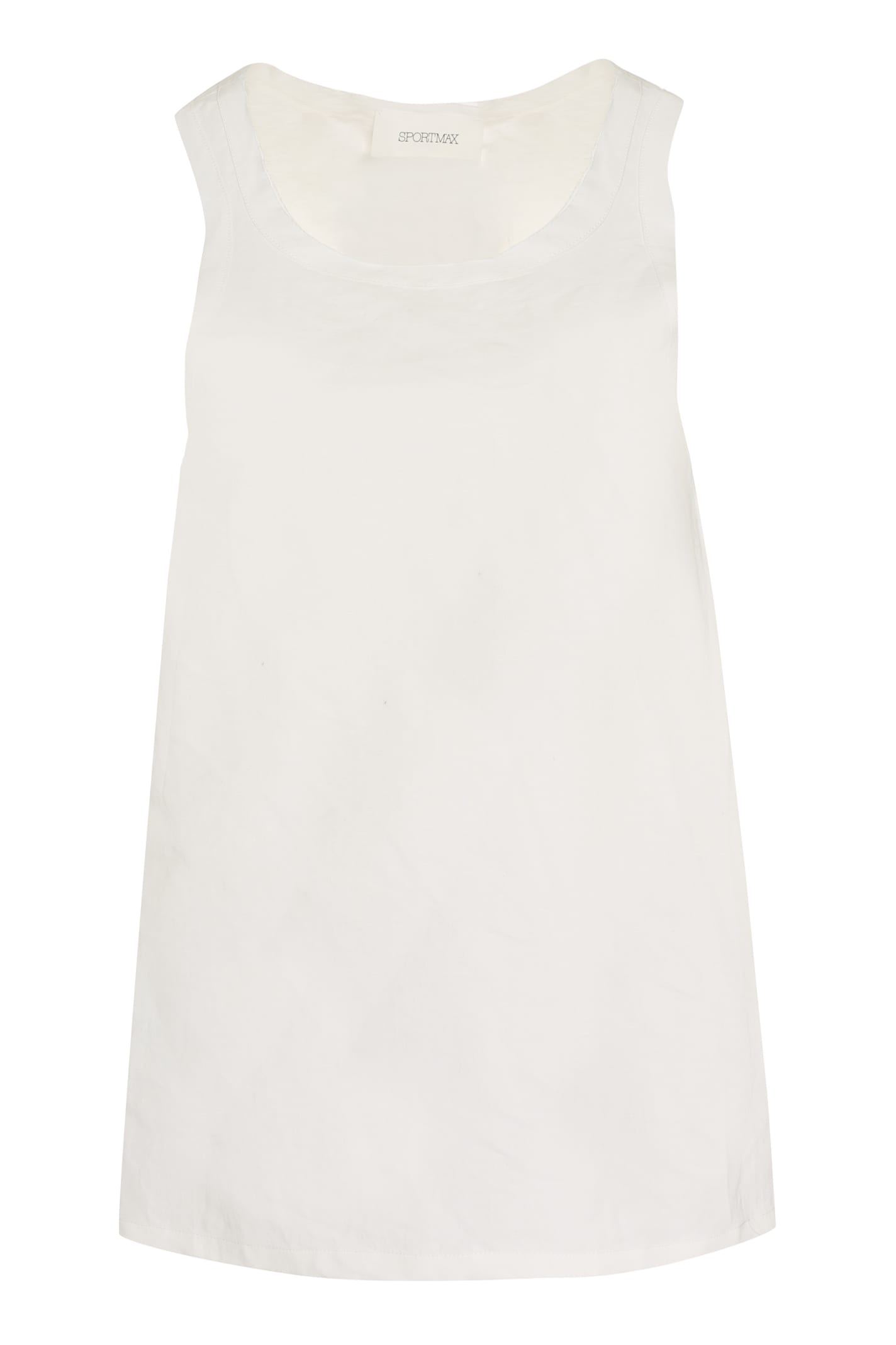 Shop Sportmax Supreme Top In Cotton And Linen In White