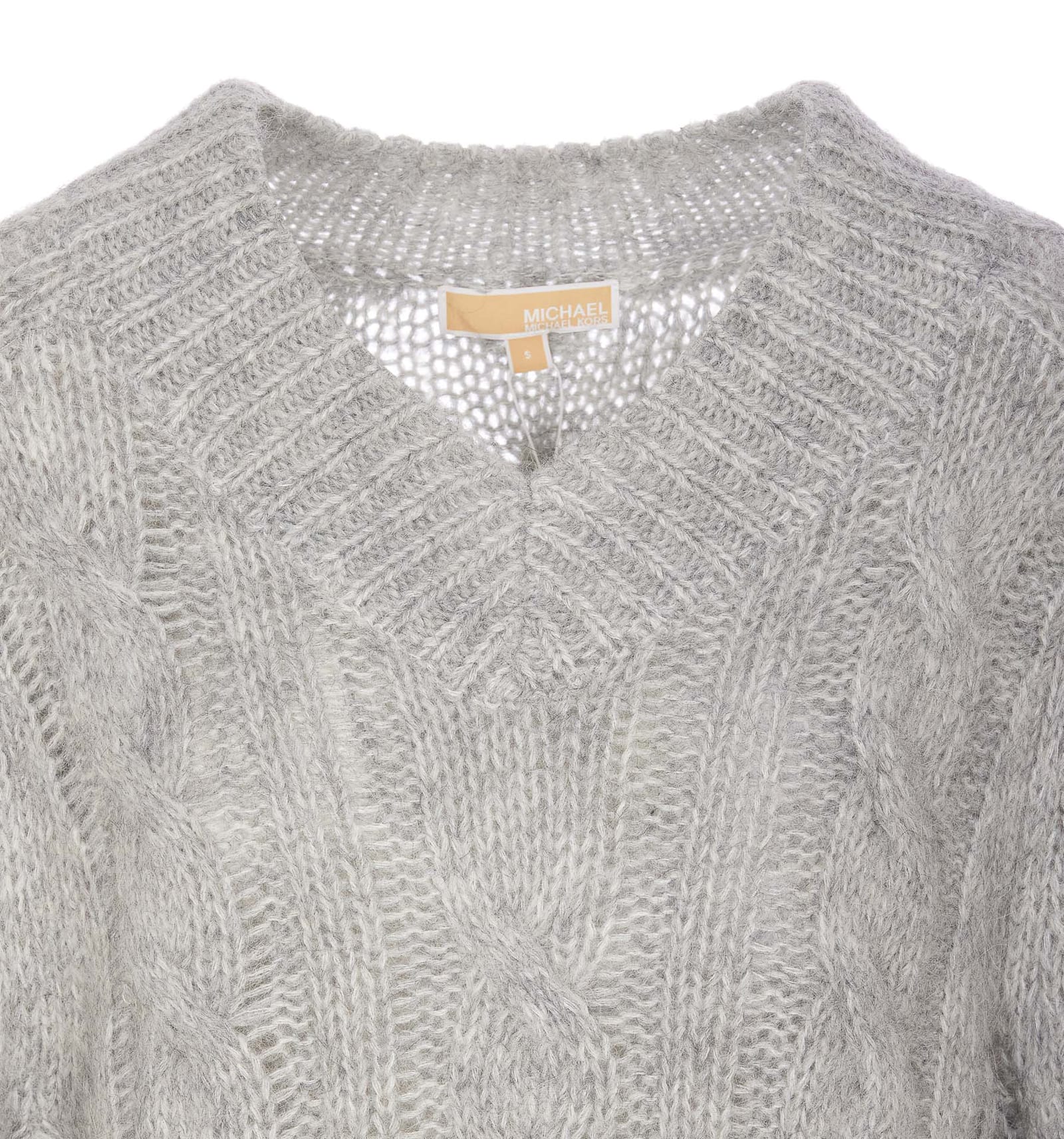 Shop Michael Michael Kors Mixed Alpaca Sweater With Braids In Grey