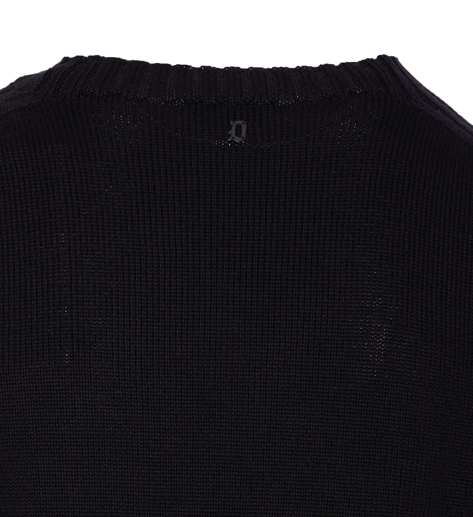 Dondup Crewneck Sweater With Ribbed Collar And Cuffs In Black