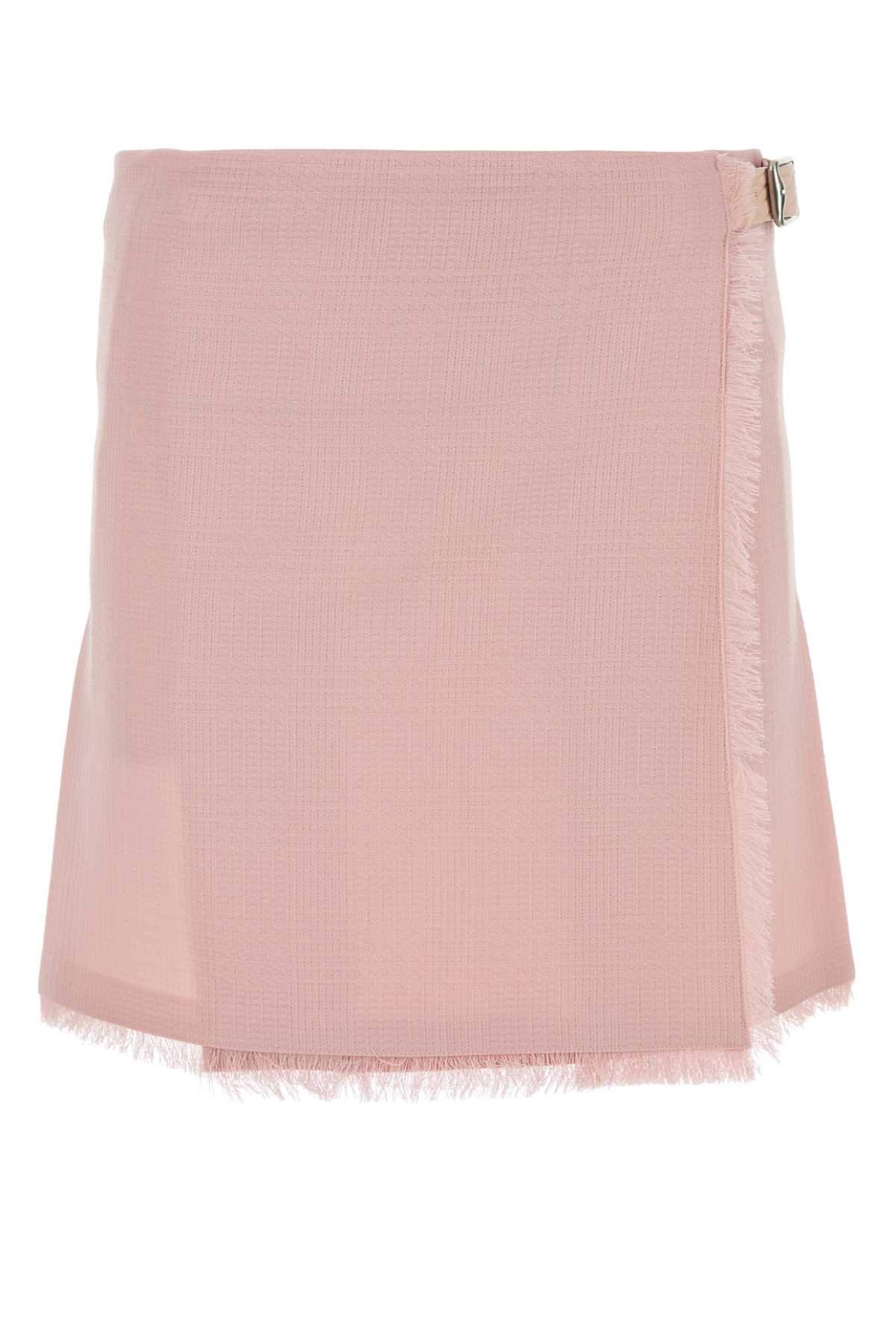 Shop Burberry Pink Wool Mini Skirt In Cameo