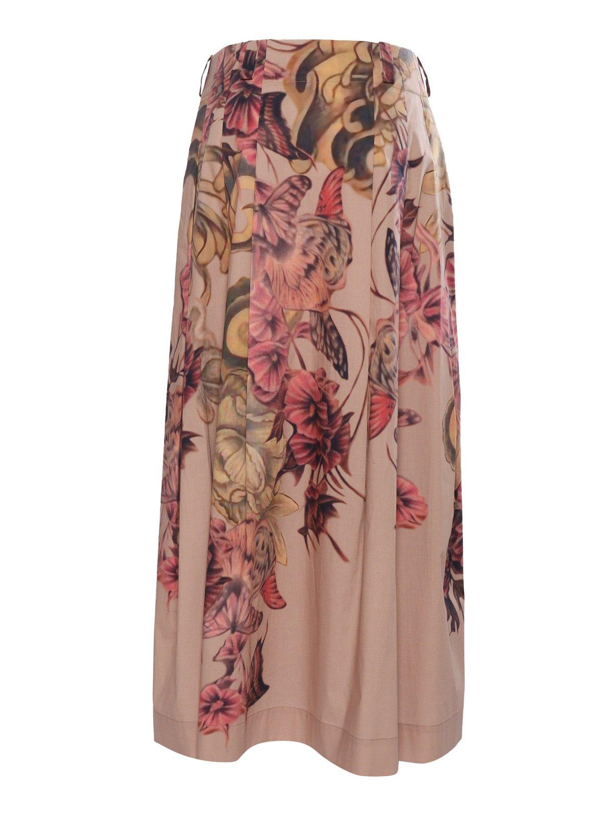 Shop Alberta Ferretti Floral Patterned Pleated Skirt In Fantasia