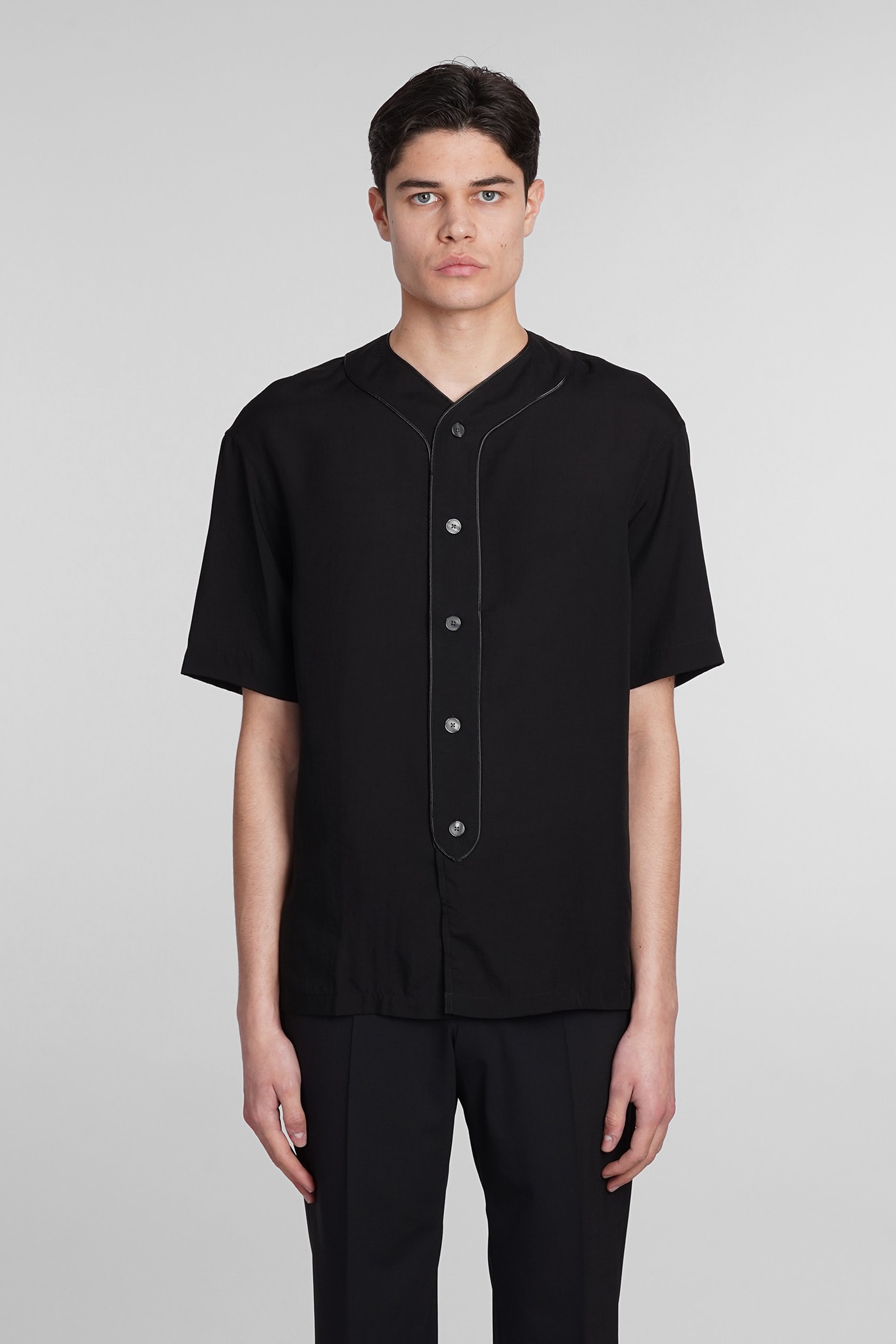 Emporio Armani Shirt In Black Wool And Polyester