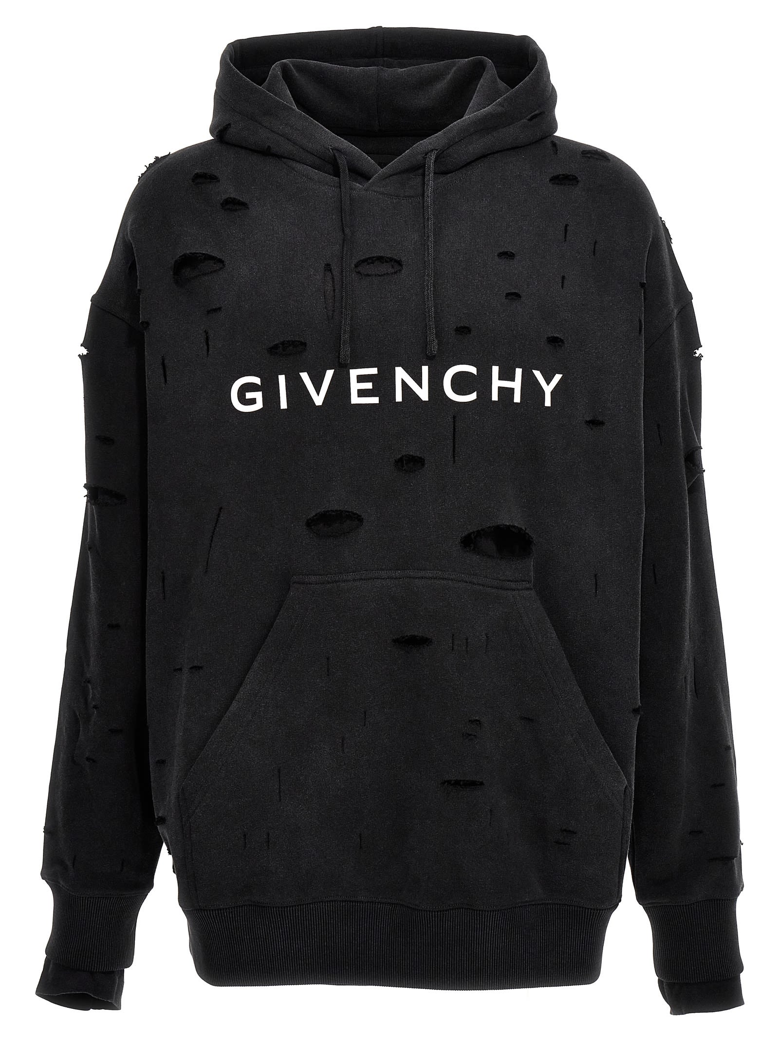 Shop Givenchy Logo Hole Hoodie In Nero