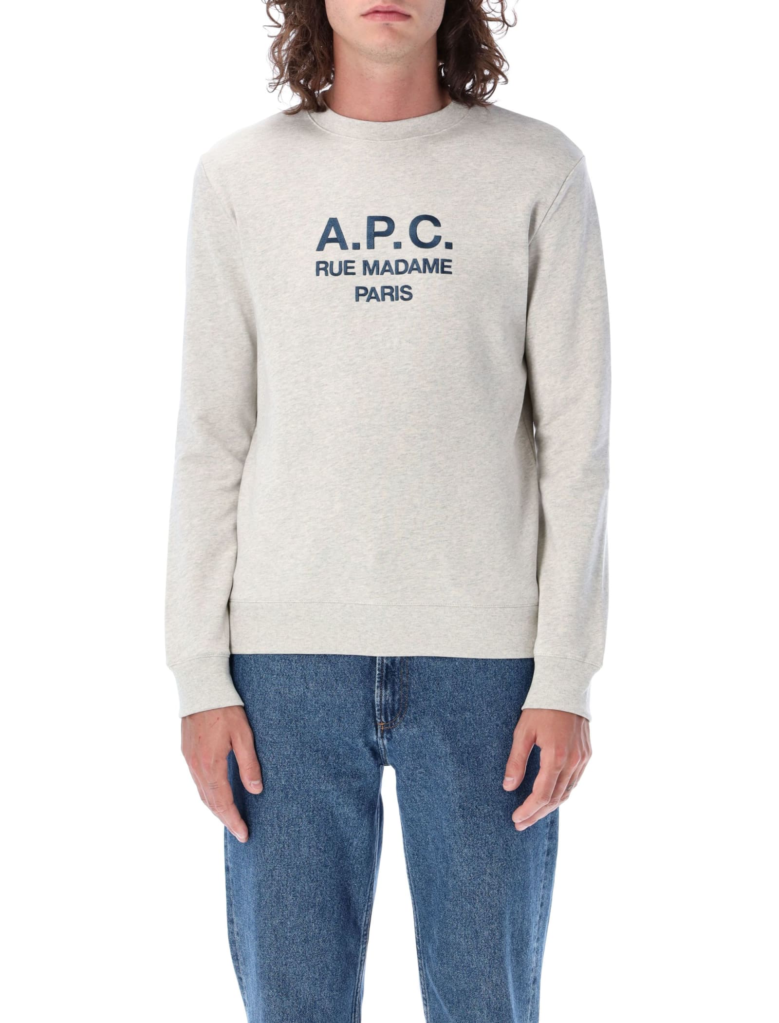 Apc Grey Rufus Sweatshirt In Ecru