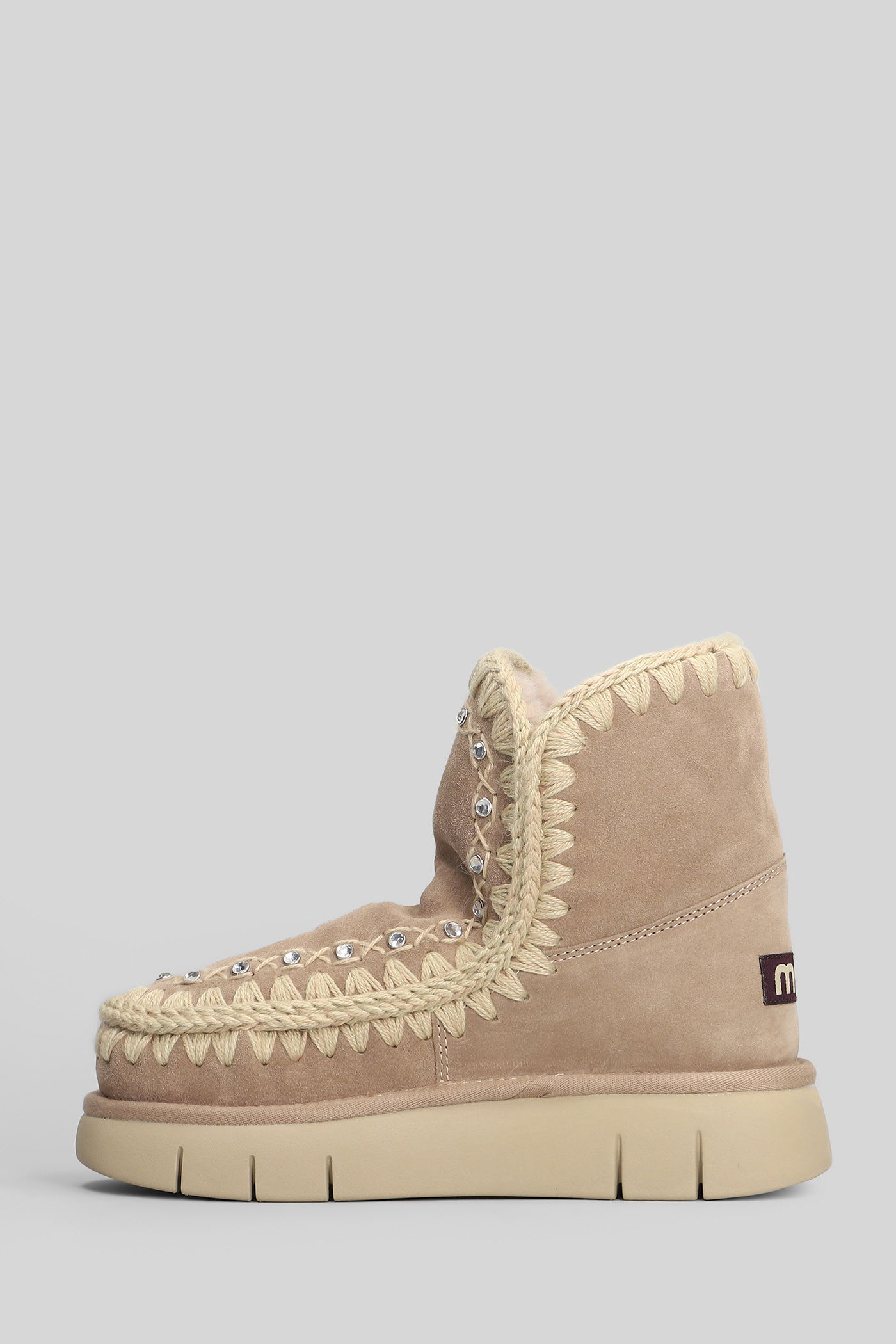 Mou Bounce Boot High Heels Ankle Boots In Camel Suede In Neutral