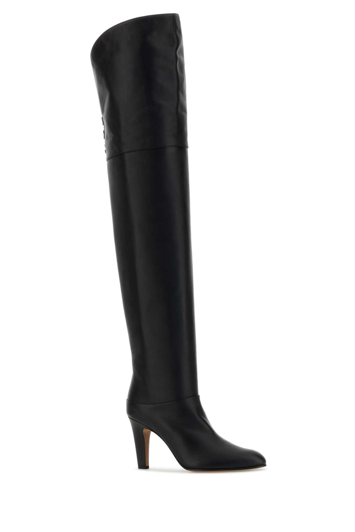 Chloé Knee-high Boots With Pointed Toe And Cone Heel In Black