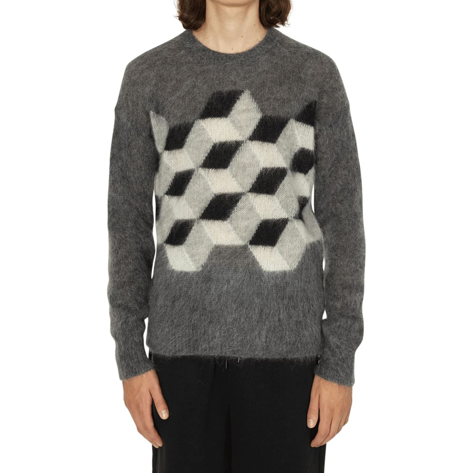 Shop Moncler Printed Sweater In Gray