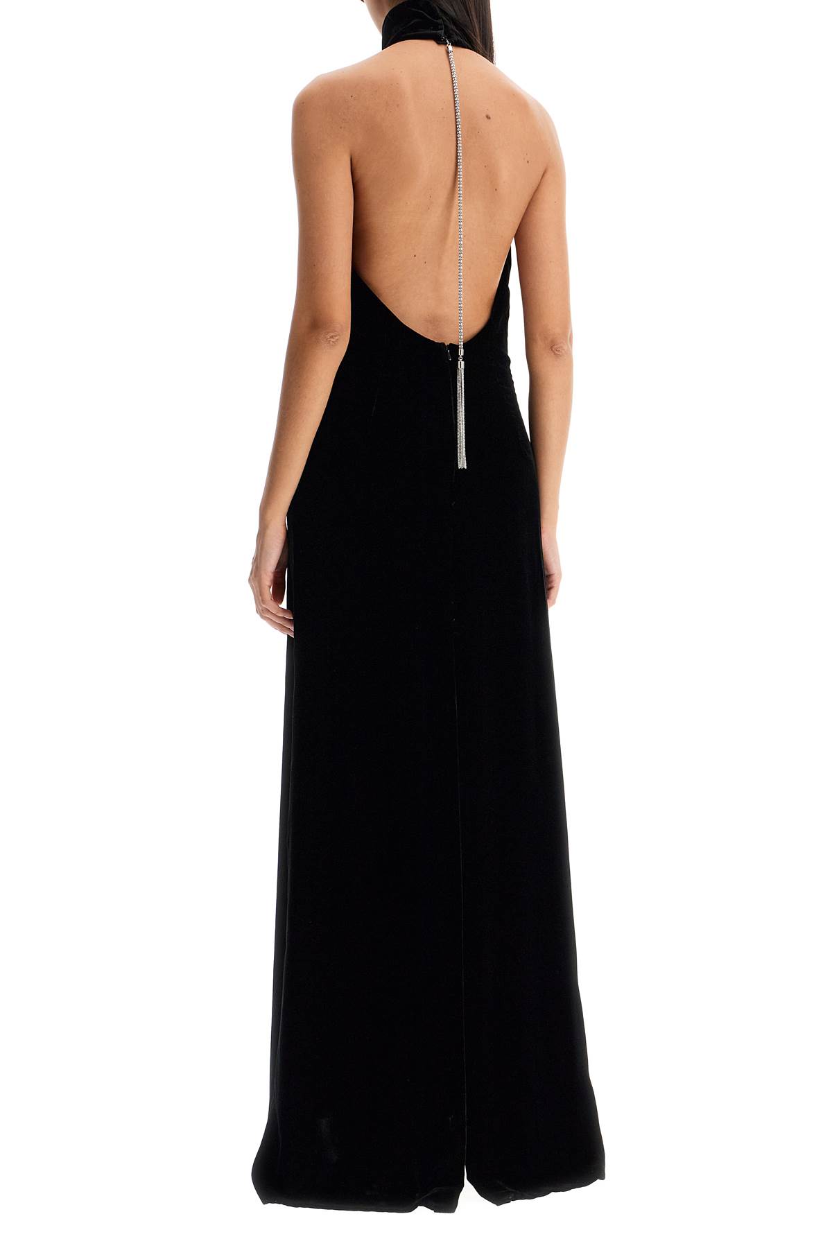 Shop Max Mara Long Velvet Dress In Armida Style In Nero (black)