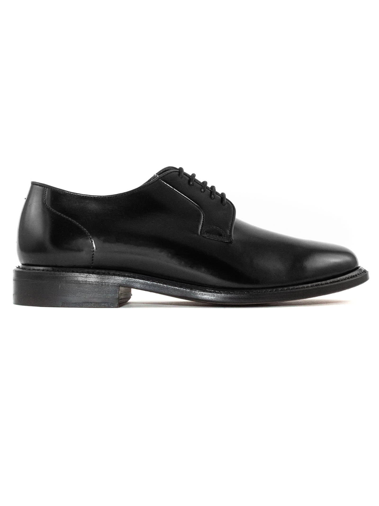 Berwick 1707 Black Leather Derby Shoes In Nero