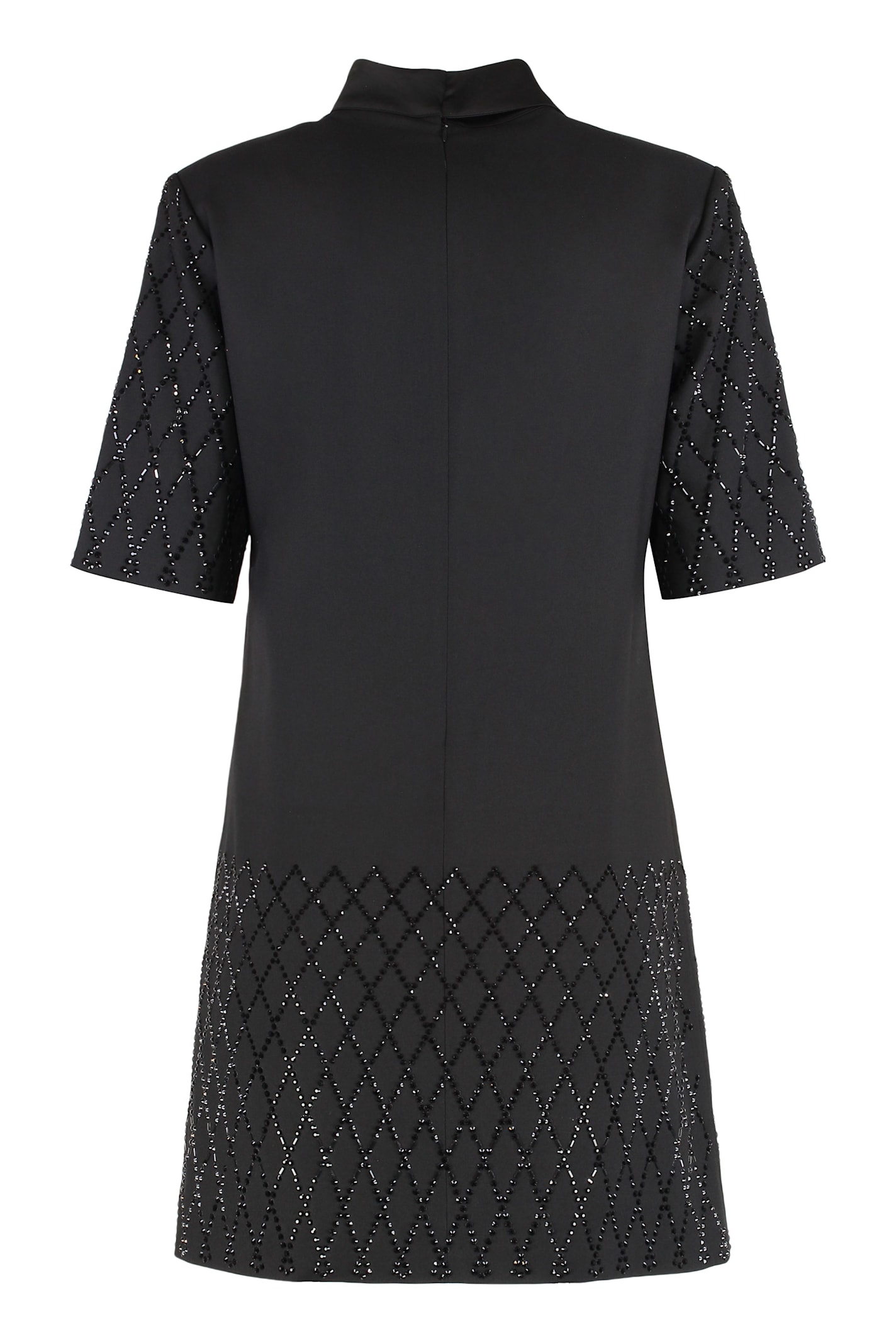 Pinko T-shirt Dress With Rhinestones In Black