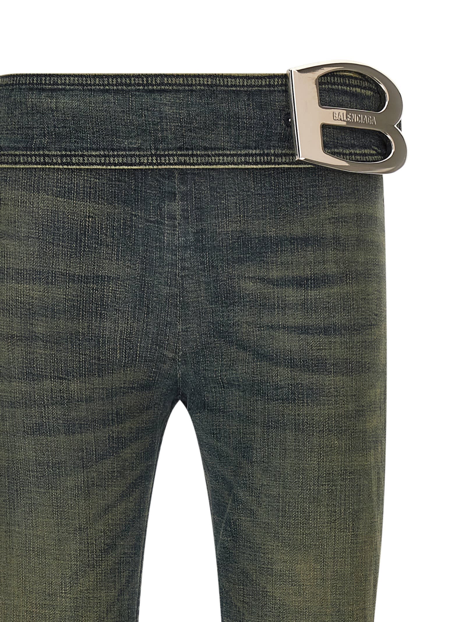Balenciaga Bootcut Buckle Jeans In Black