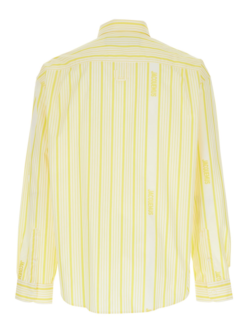 Jacquemus La Chemise Simon Beige Shirt With Classic Collar And All-over Striped Motif In Cotton Man In Beige