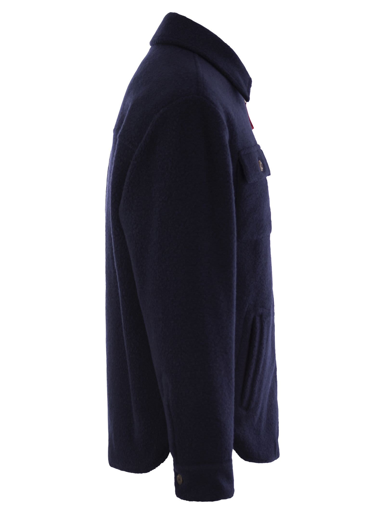 Fay Jacket Wool Blend Buttoned Cuffs In Navy Blue
