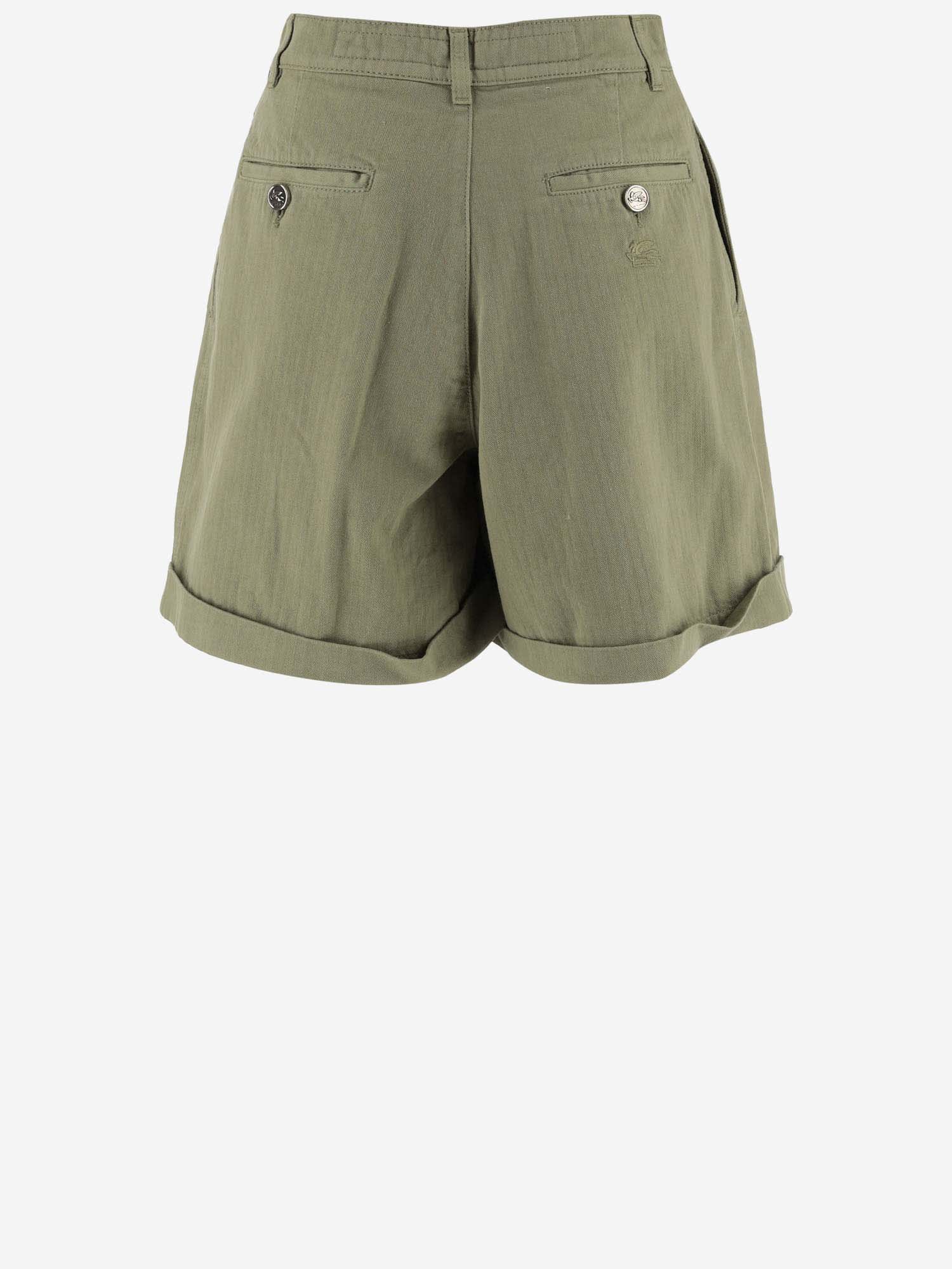 Shop Etro Cotton Shorts In Green