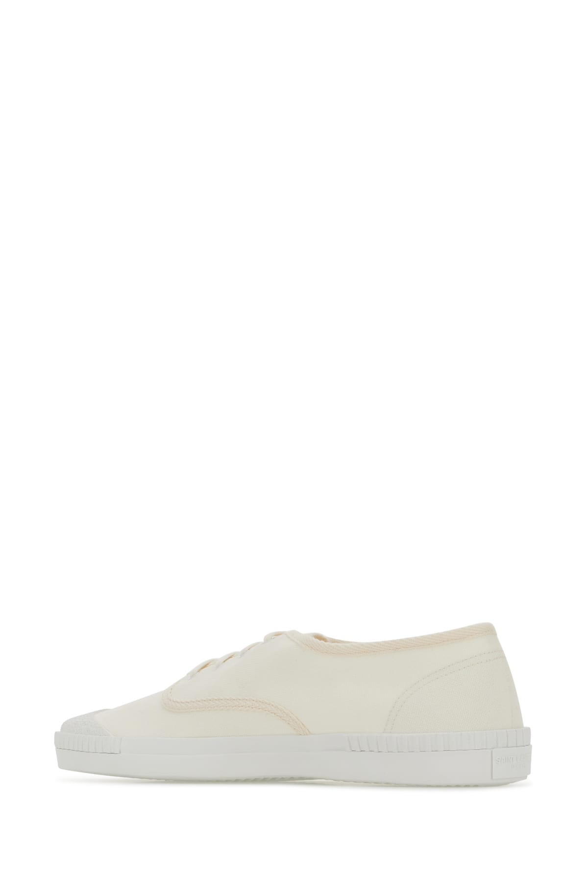 Shop Saint Laurent Ivory Canvas Wes Sneakers In Milk