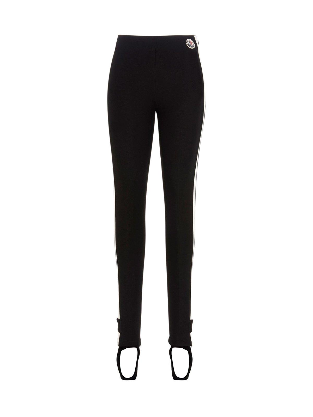 Shop Moncler Logo Patch Leggings In Black