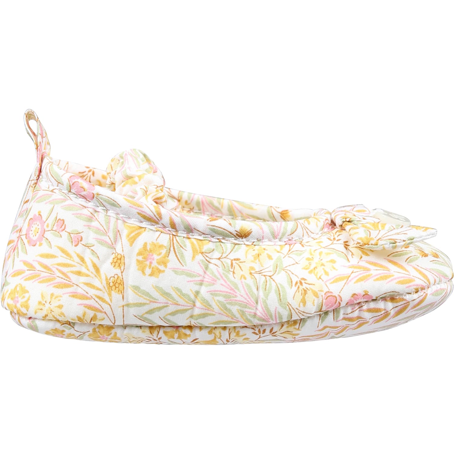 Shop Tartine Et Chocolat Ivory Ballet Flats For Baby Girl With A Liberty Fabric