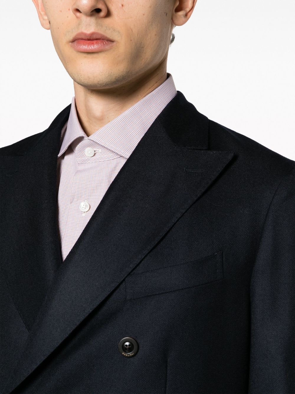 Boglioli Virgin Wool And Cotton Double-breasted K-jacket In Dark Blue