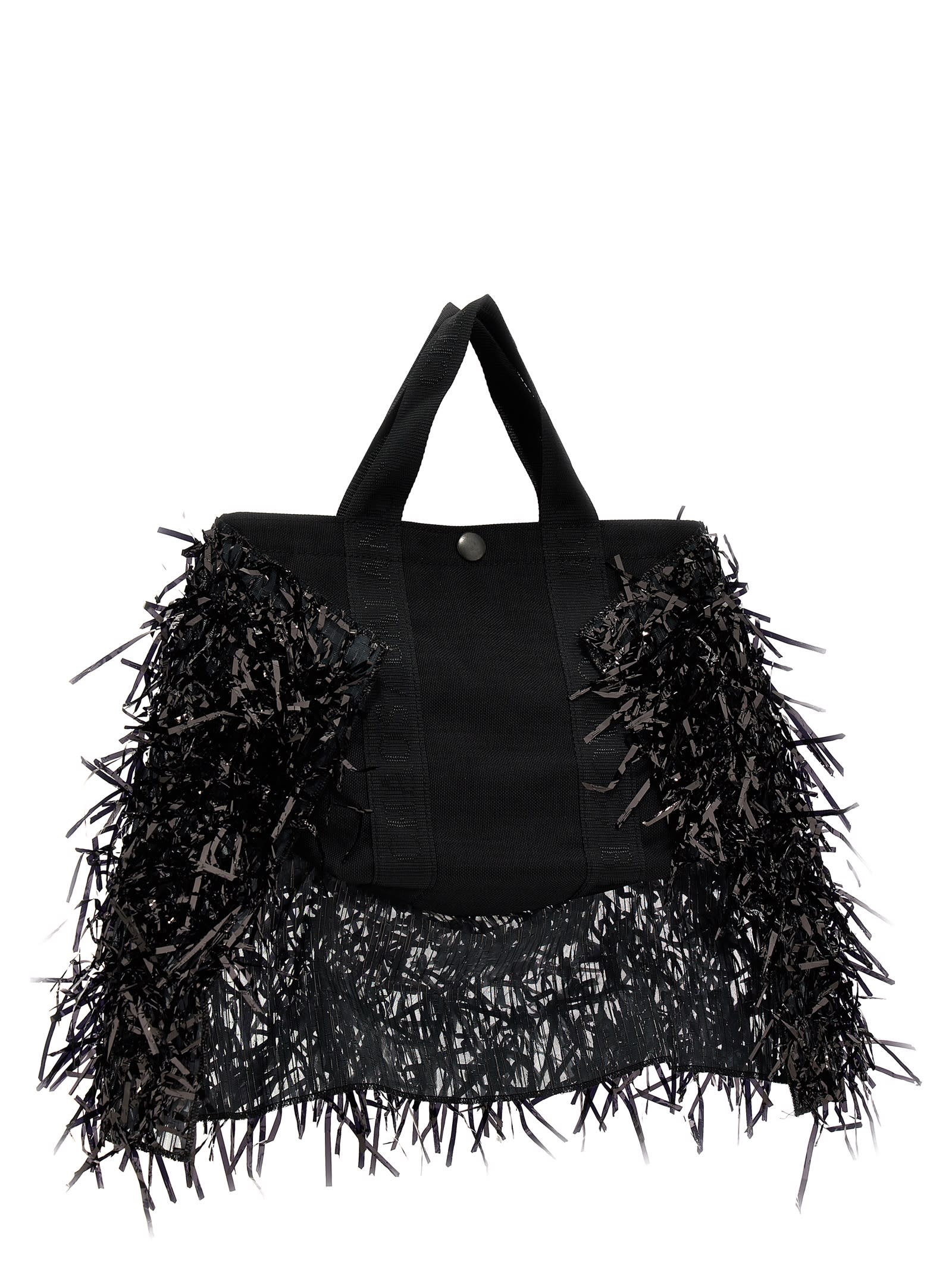 Shop Undercover Fringed Handbag In Black