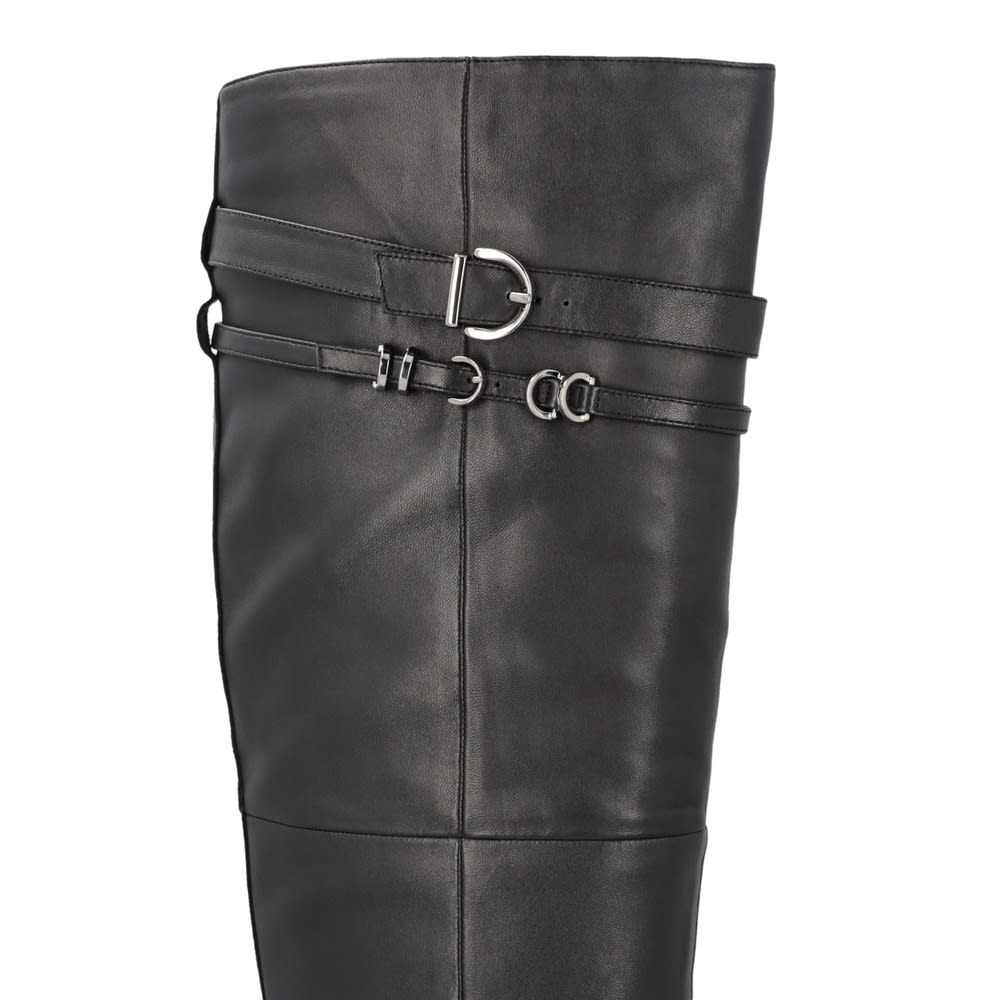 Pinko Bottes Hauteur Genou En Cuir Nappa À Talon Et Bride In Multi