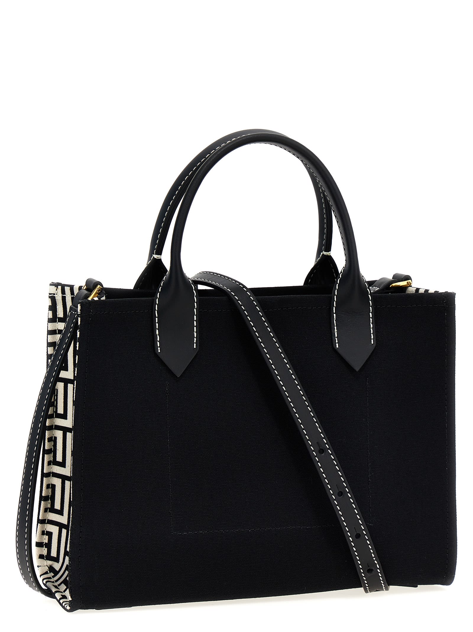 Shop Balmain B-army Shopping Bag In Gfe Ivoire Noir