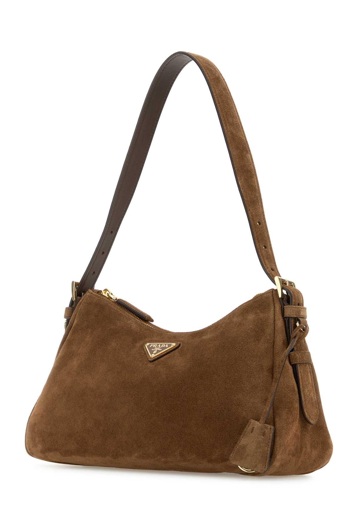 Prada Brown Suede Medium Aimã©e Shoulder Bag In Brown