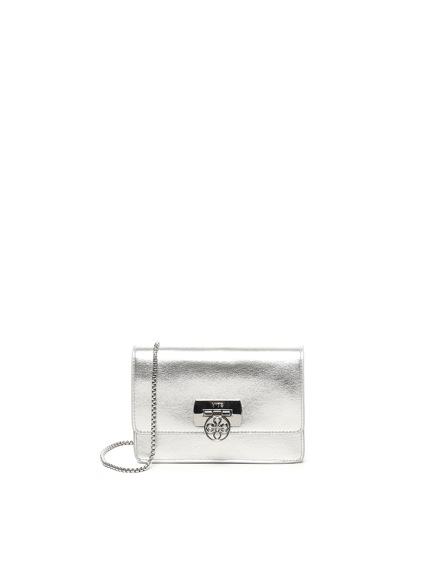 V73 Metallic Effect Chain Shoulder Bag In Silver