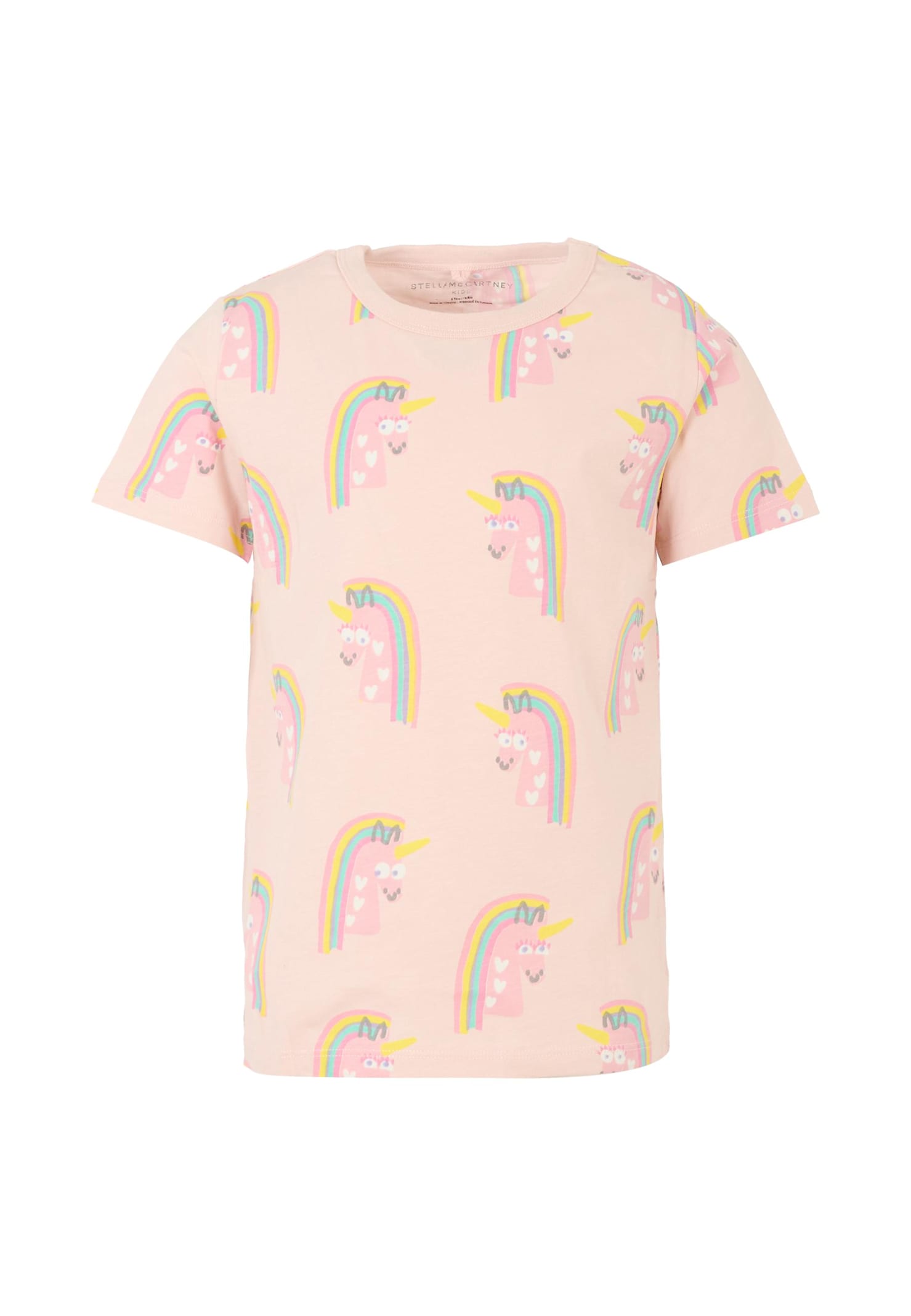 Stella Mccartney Pink T-shirt For Girl With Unicorn In Pink
