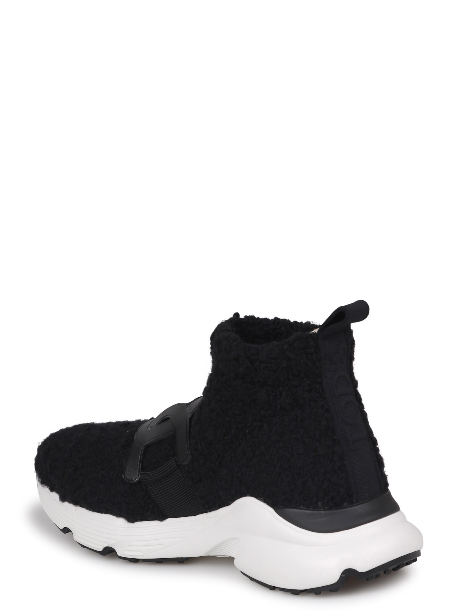 Shop Tod's Shearling Logo-plaque Trainers In B999