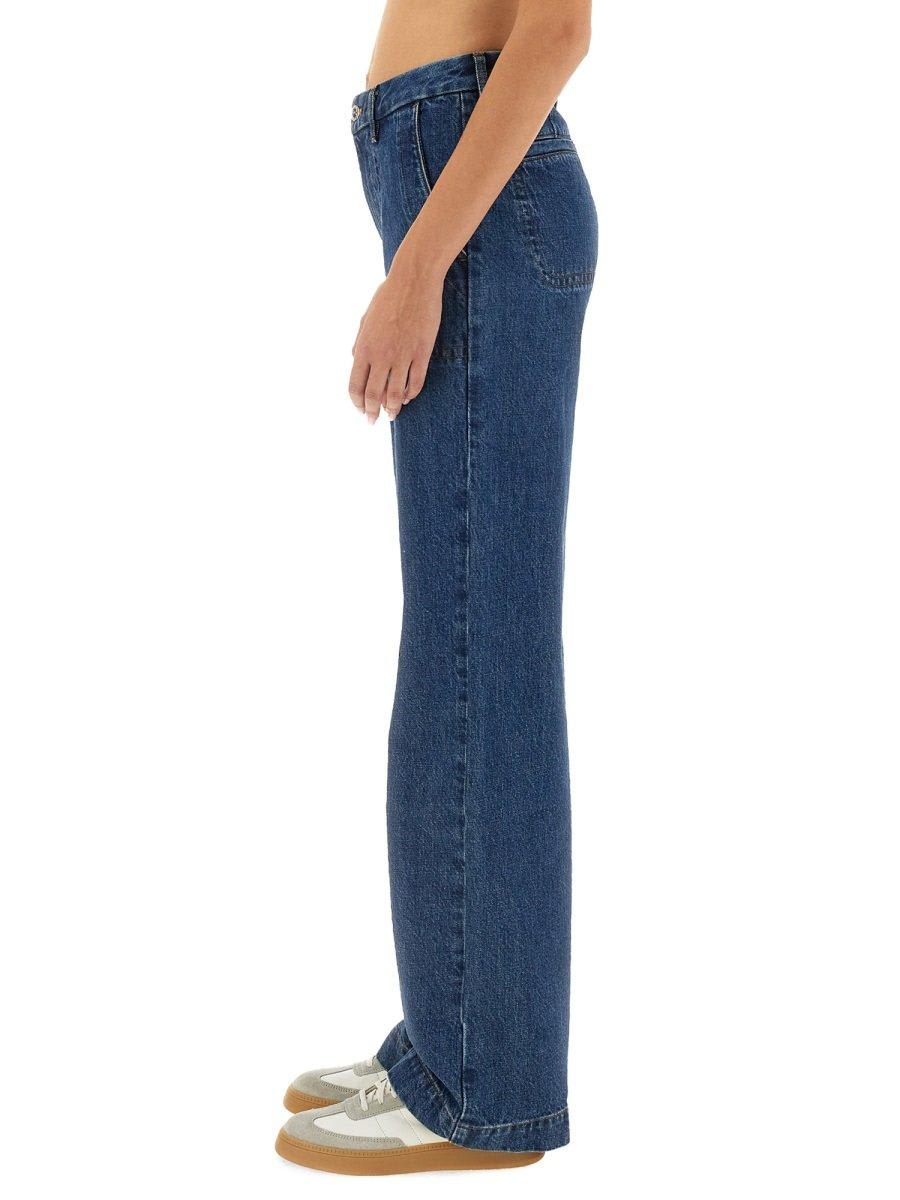 Shop Apc Seaside Wide-leg Jeans In Ial Washed Indigo