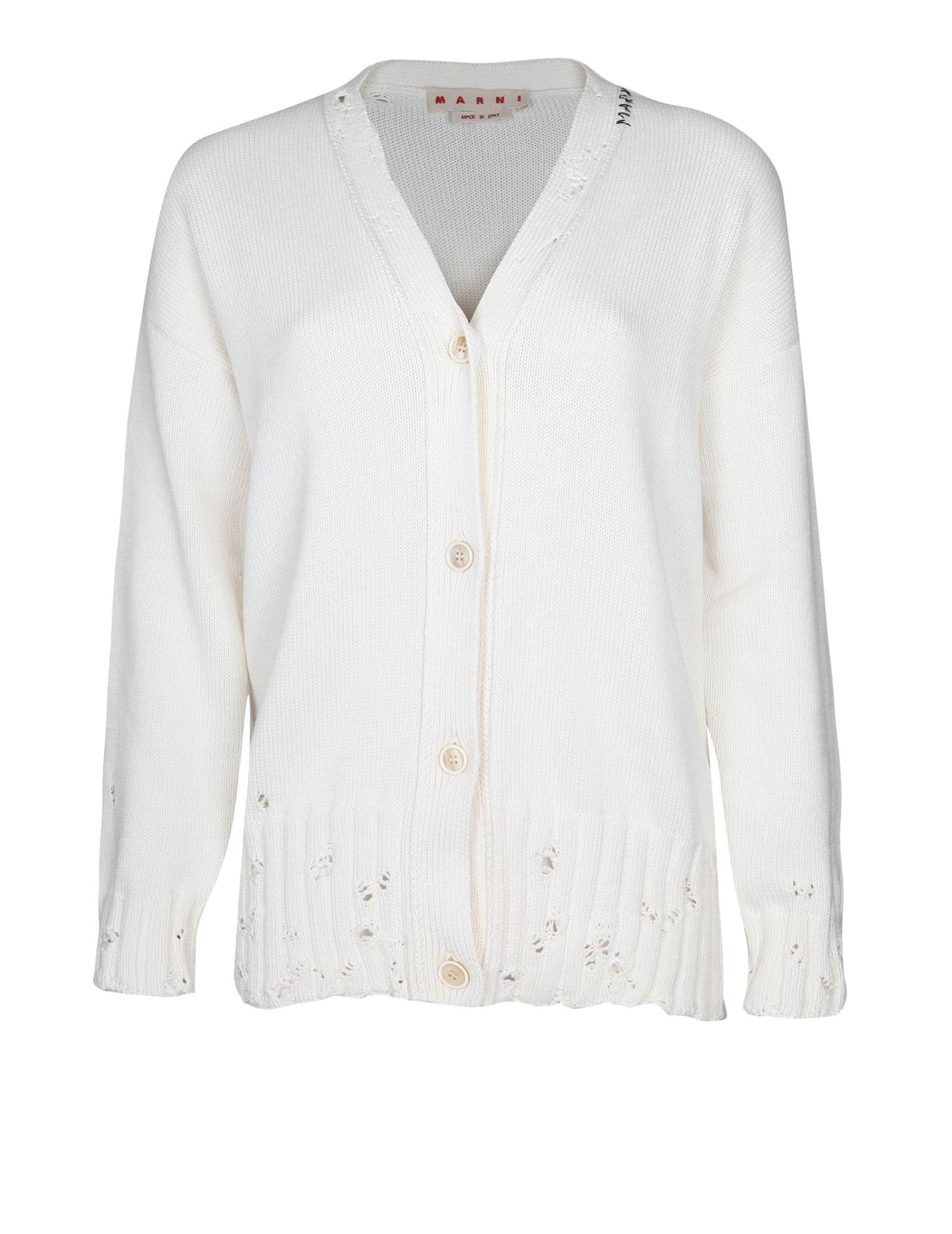 Shop Marni Cardigan In White Color Cotton