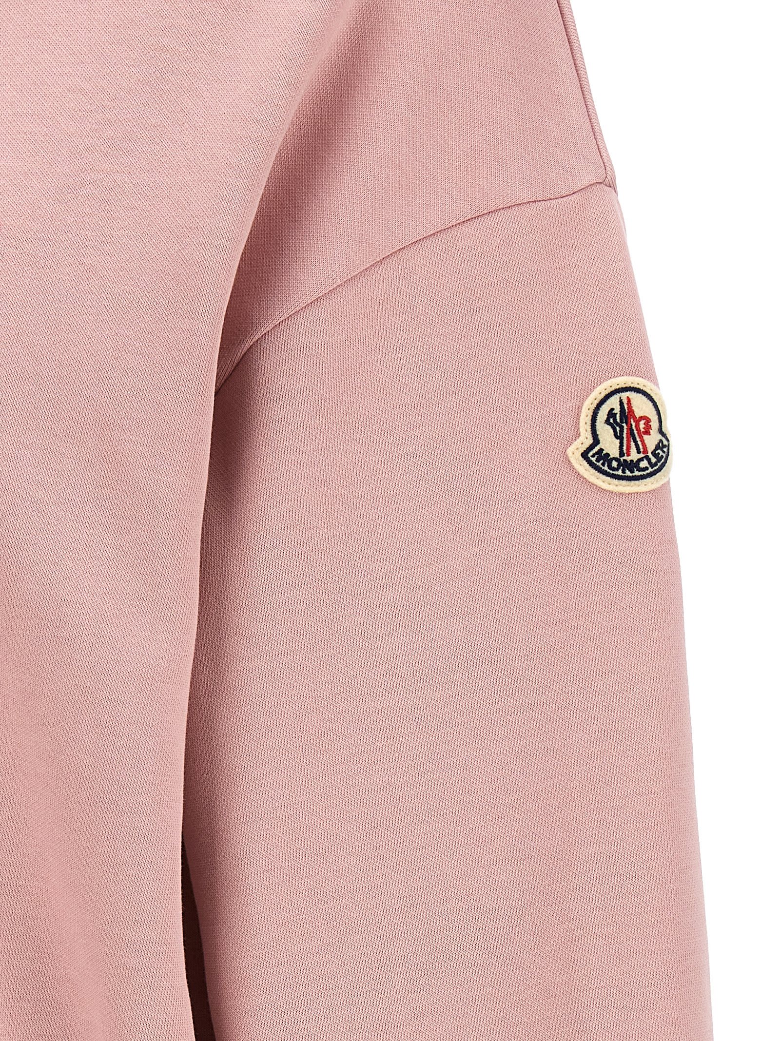 Shop Moncler Logo Print Hoodie In Pink