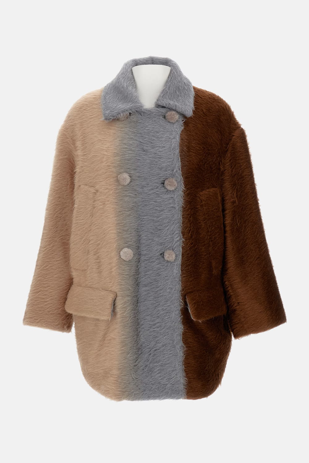 Fendi Alpaca And Wool Double-breasted Coat In Brown
