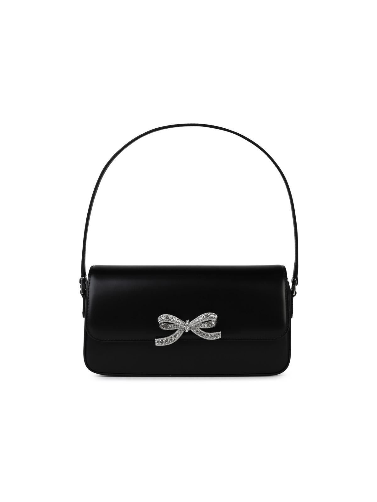 self-portrait fiocco Black Smooth Leather Bag