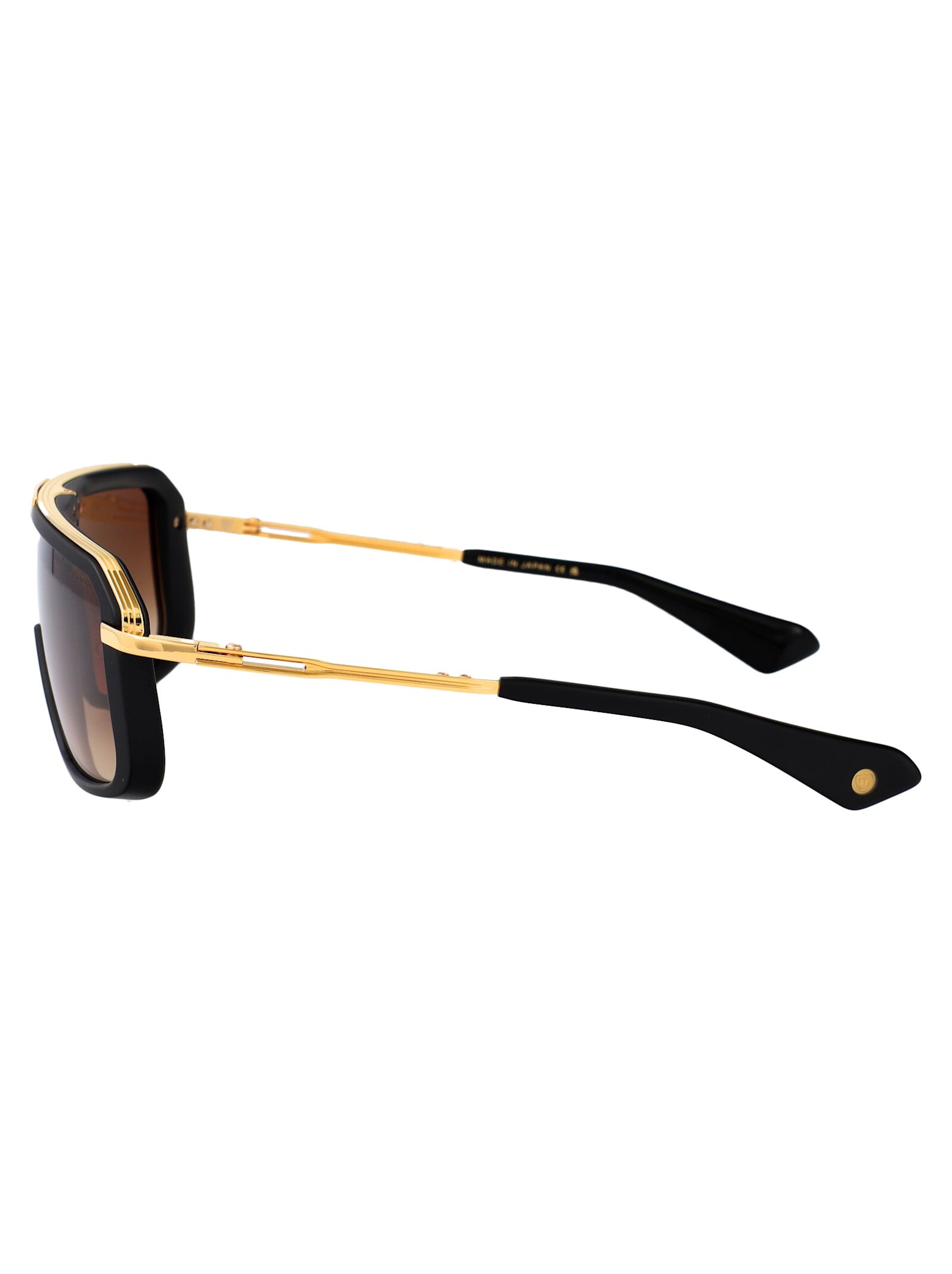 Dita Dts400-a-01-z Mach-eight Rectangular Acetate And Titanium Sunglasses In Matte Black - Yellow Gold W/ Brown To Clear