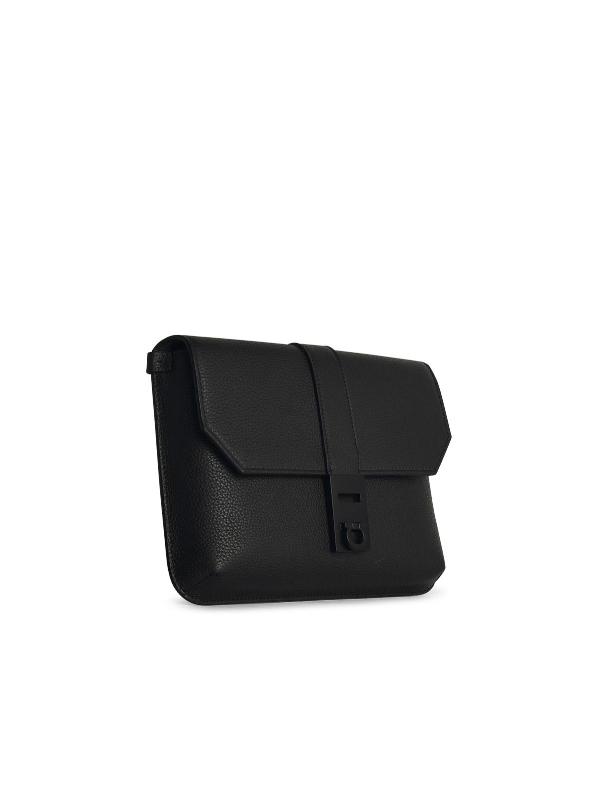 Shop Ferragamo Twins Black Leather Waist Bag