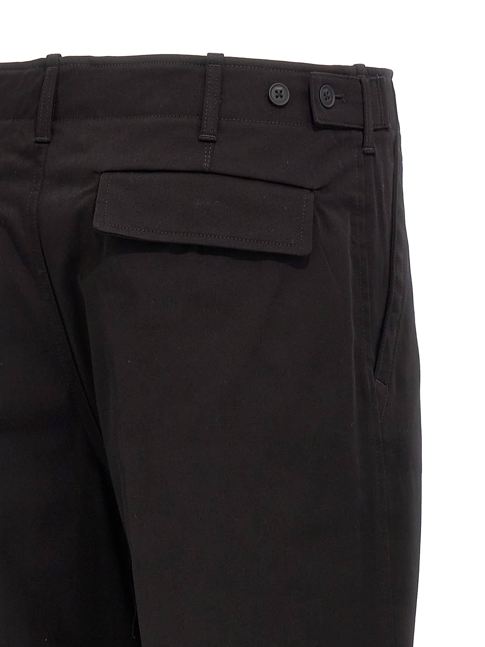 Shop Fendi Gabardine Trousers In Black