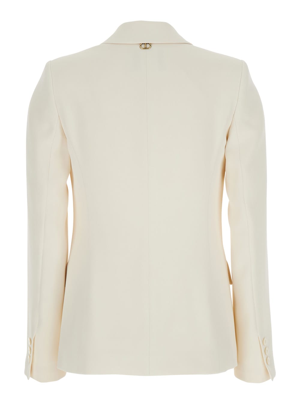 Twinset White Single-breasted Jacket With Notched Revers And Dropped Shoulders In Beige