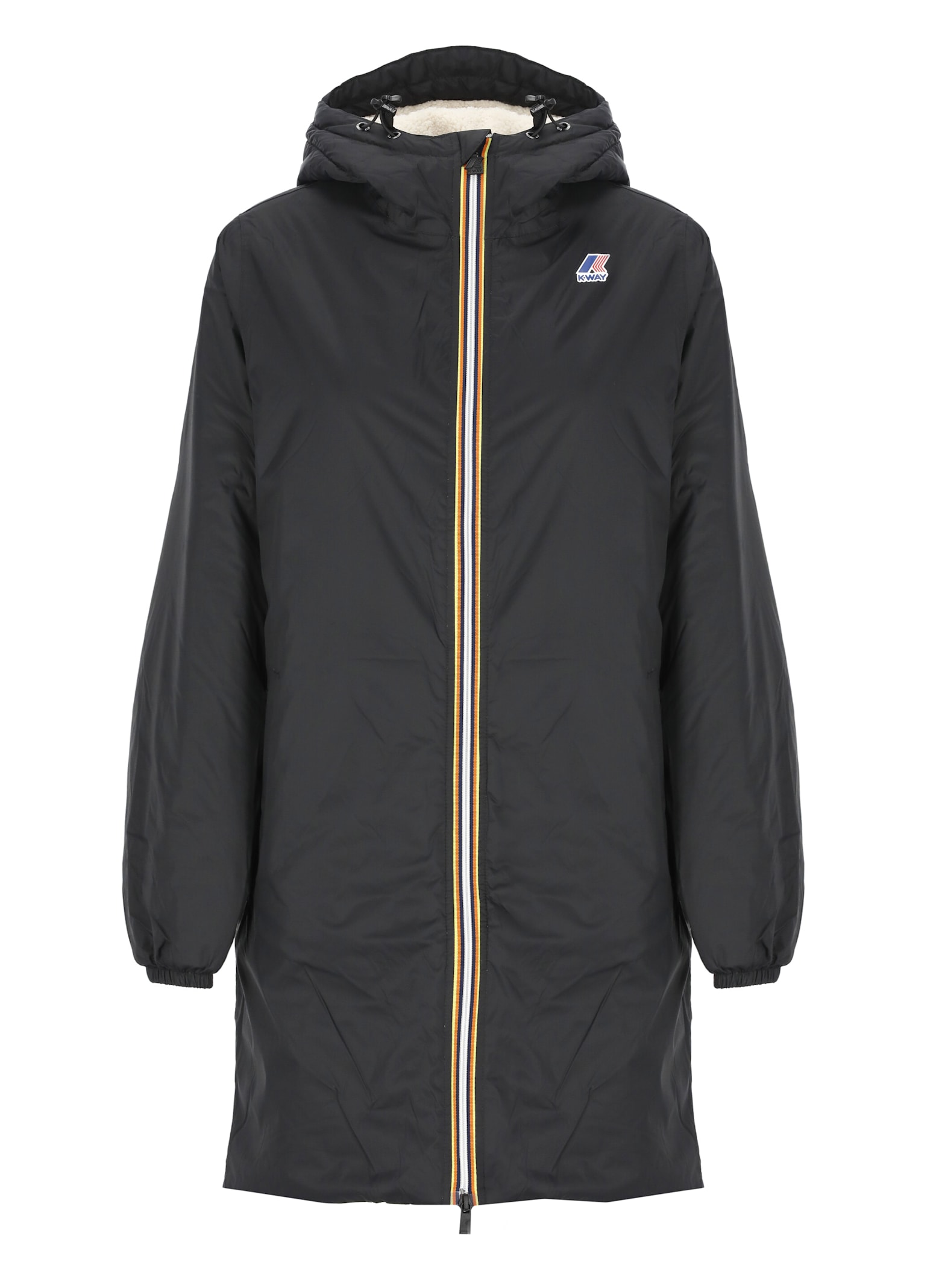 Shop K-way Le Vrai 3.0 Eiffel Orsetto Padded Coat In Black