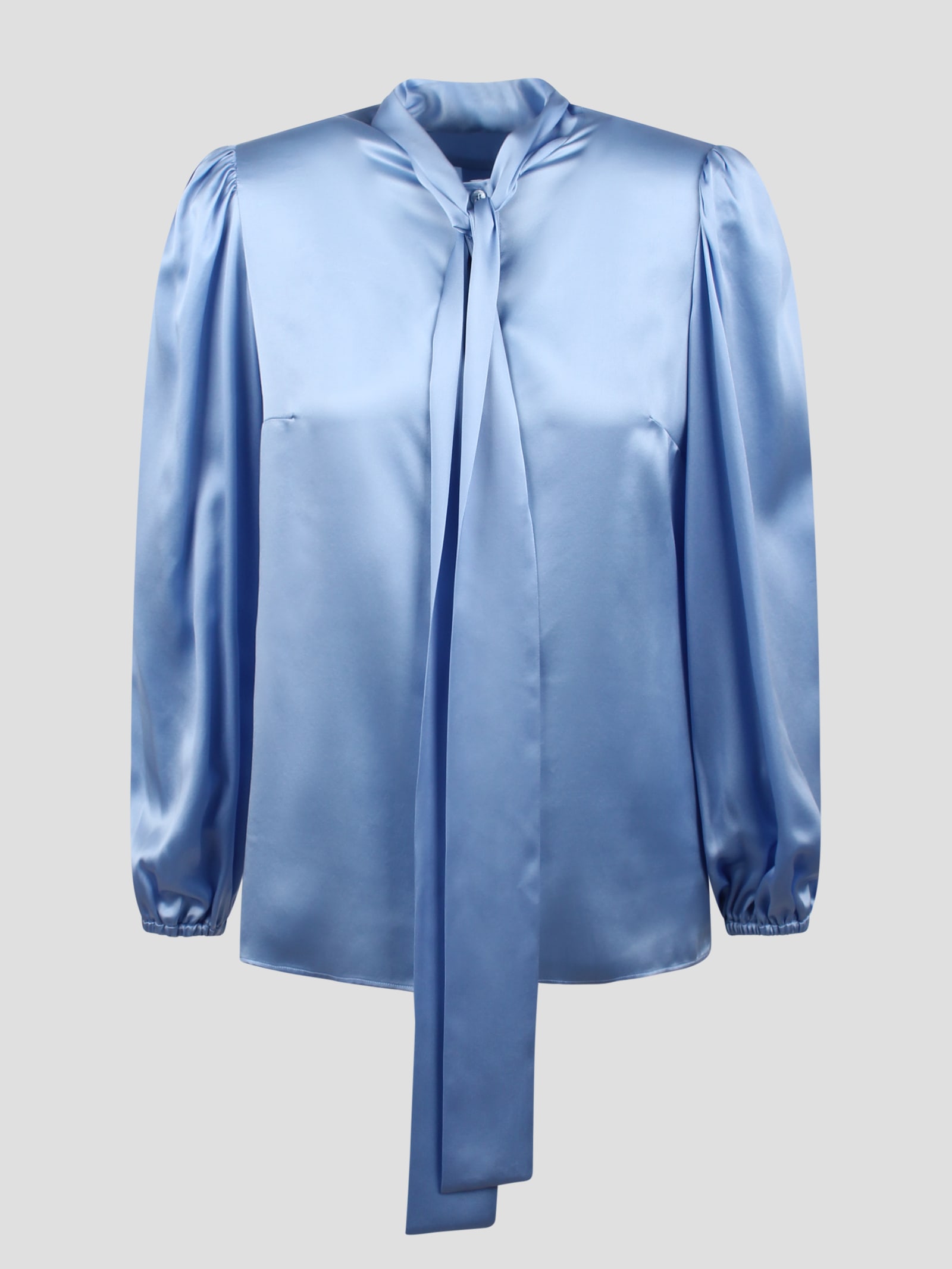 Shop Dolce & Gabbana Silk Satin Shirt With Bow