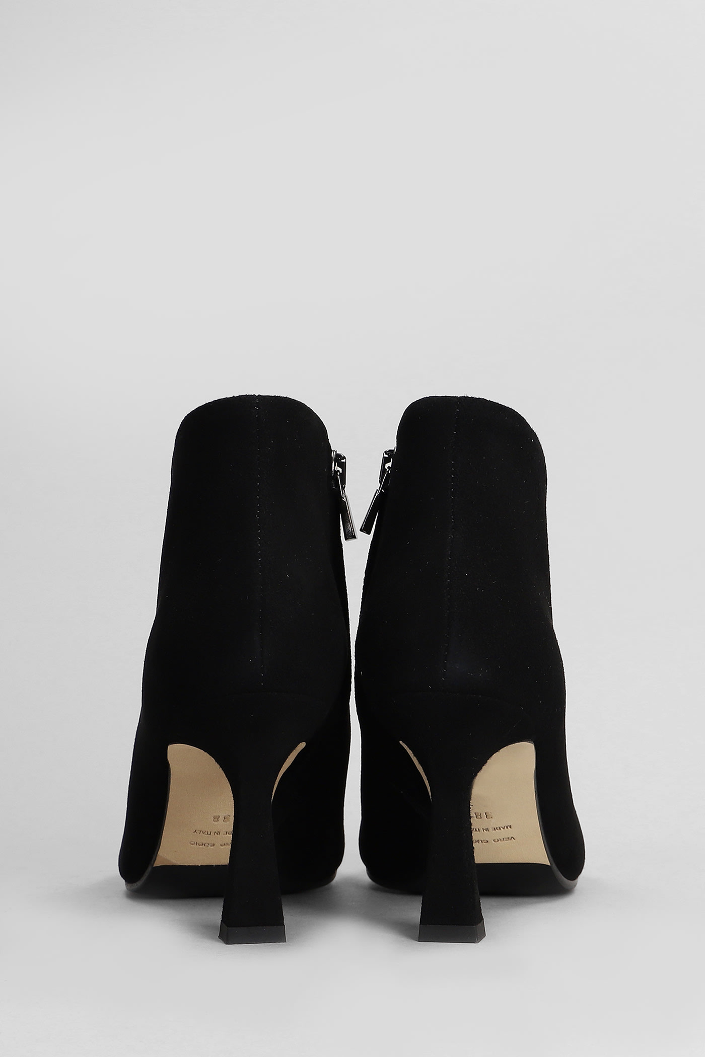 Shop Julie Dee High Heels Ankle Boots In Black Suede