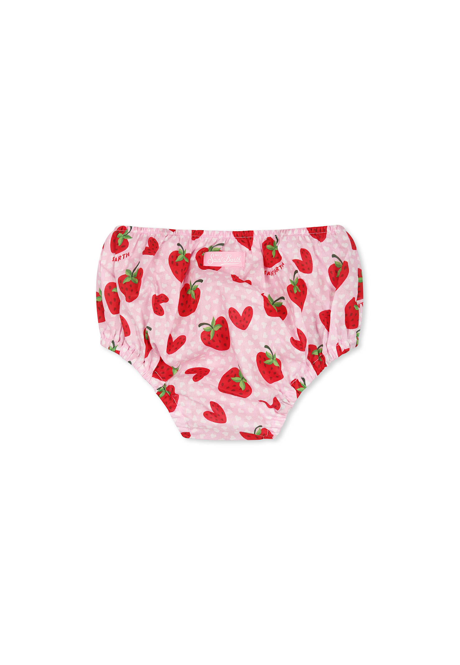 Mc2 Saint Barth Pink Briefs For Baby Girl With Strawberry Print In Pink