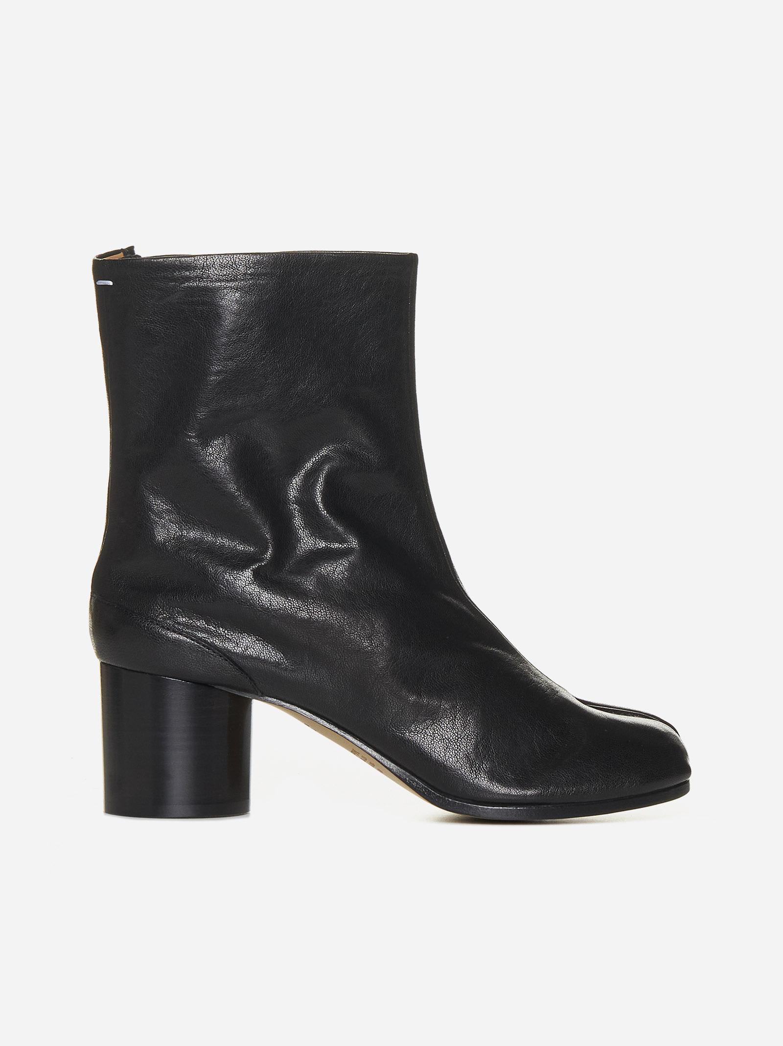 Maison Margiela Tabi Leather Ankle Boots In Black