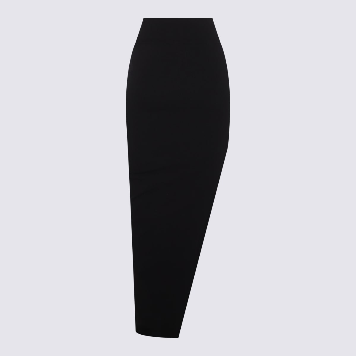 Shop Rick Owens Black Viscose Stretch Asymmetric Skirt